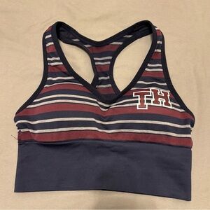 Tommy Hilfiger Navy and Burgundy Striped Bralette, size small clothing